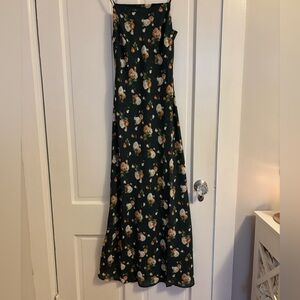 Floral Print Maxi Dress in Black and Cream